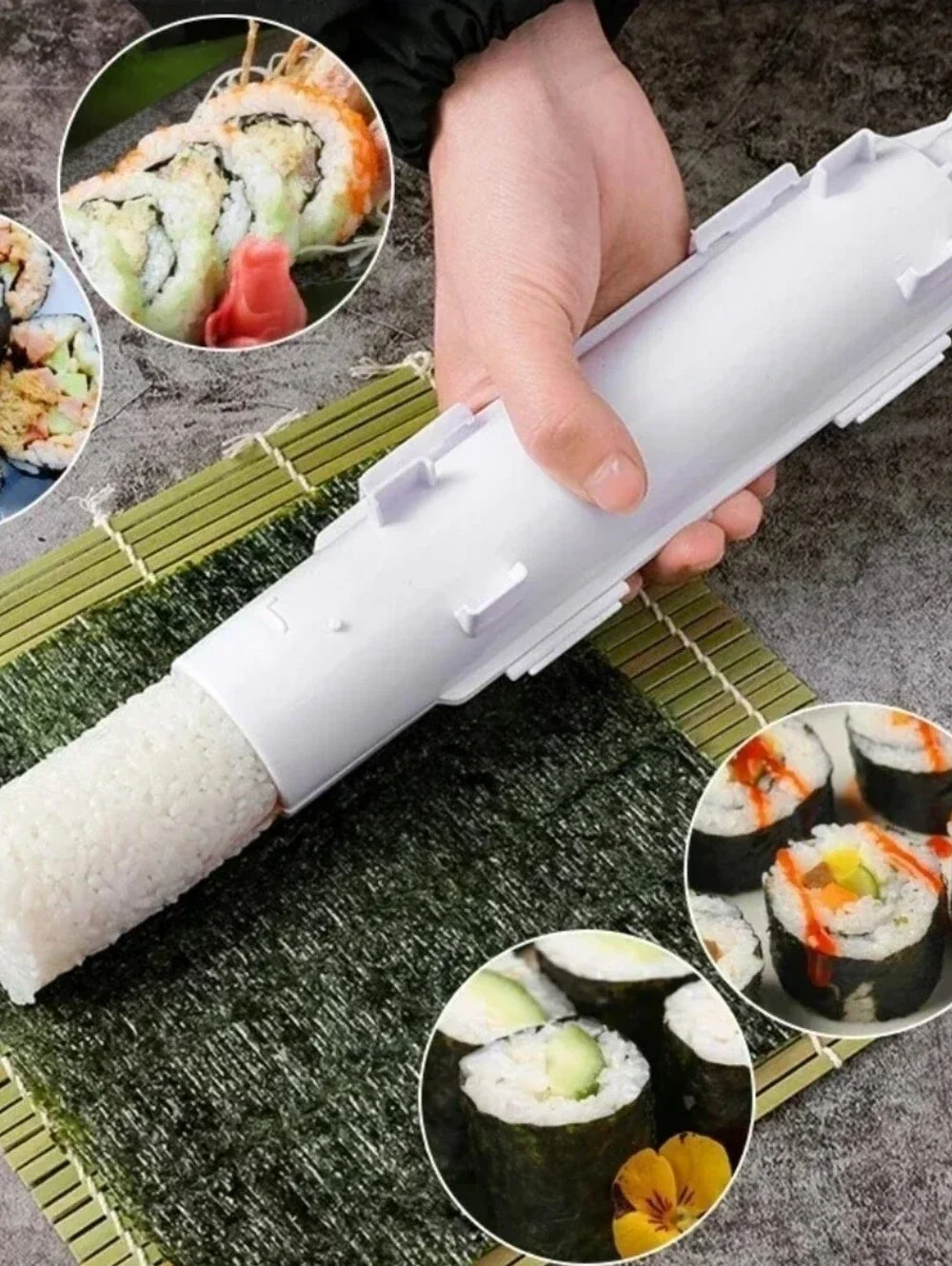 White Sushi Roll Maker Kit - Easy Rice & Filling Mold